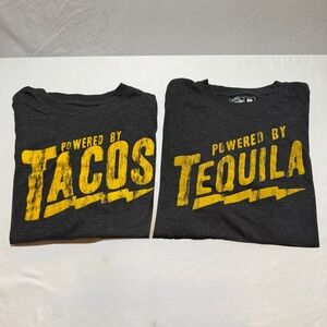 2 Taco Tuesday T-Shirts Powered By Tacos & Powered By Tequila Size M Crazy Dog T